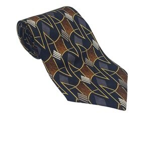 GianFranco Ferretti Handmade Silk Tie Rust, Blue, Gold
